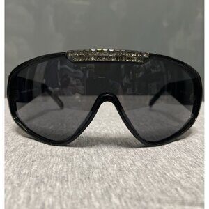 Michael Kors Womens Shield Visor Black Crystals Sunglasses MK 18305 Futuristic